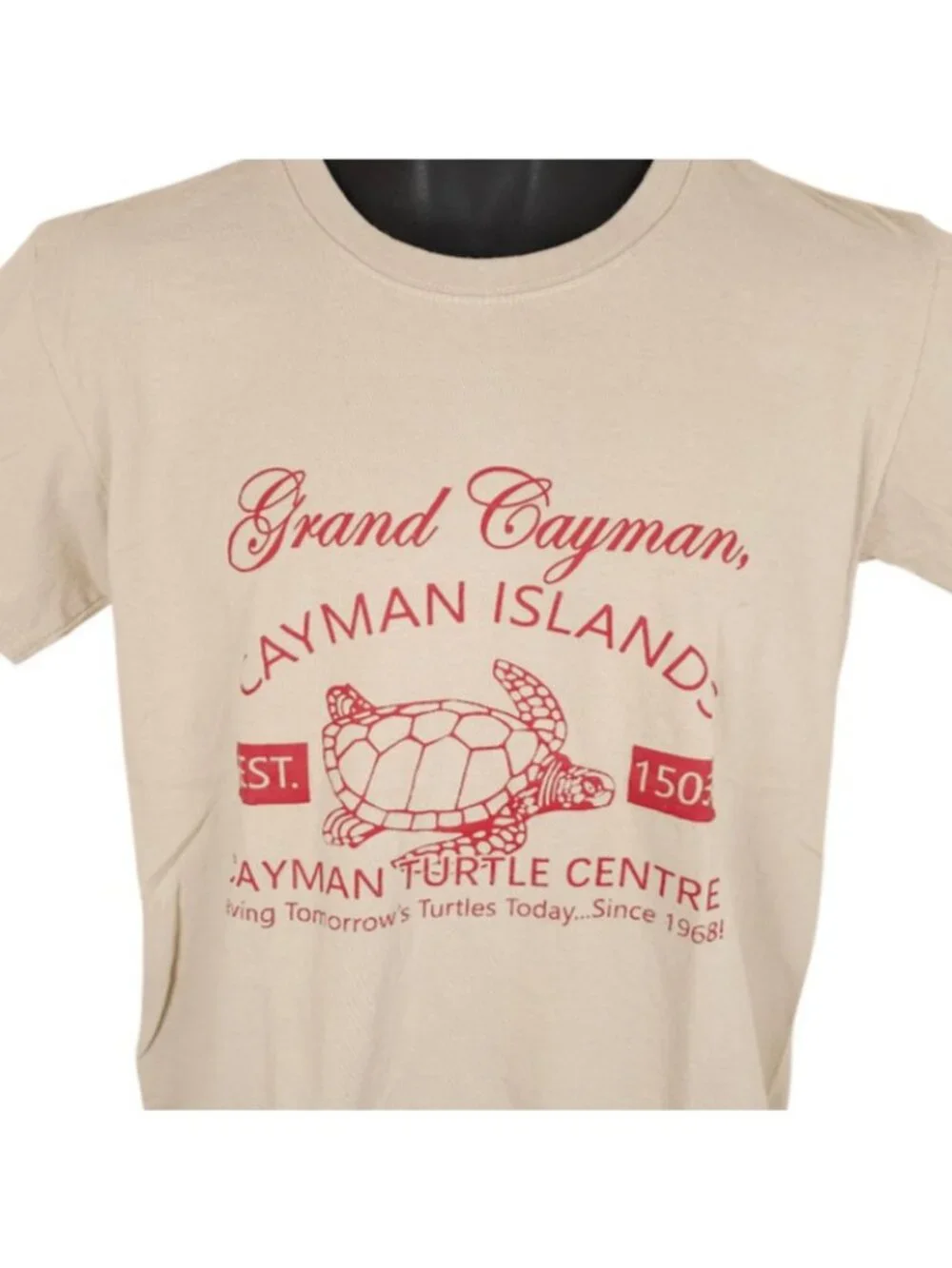 Cayman Islands T Shirt Mens Size Medium Beige Grand Cayman Turtle Centre